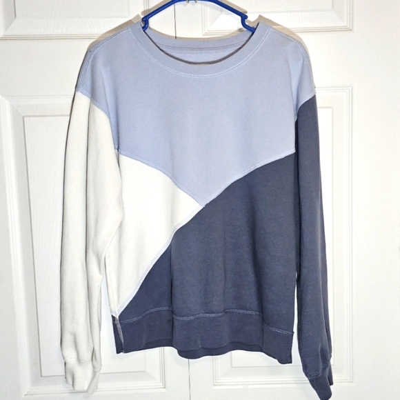 Abercrombie & Fitch Soft A&F Collection Colorblock Blue White Sweatshirt Small - Picture 1 of 7